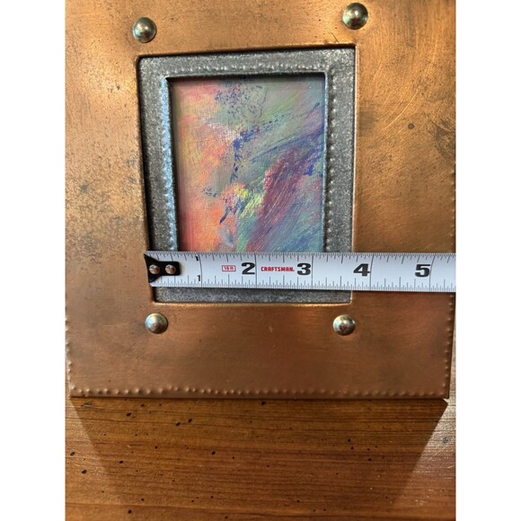 Vintage Hand Crafted Metal/Copper Photo Frame Opening 2.75”x3.5” Free Standing - Picture 6 of 12